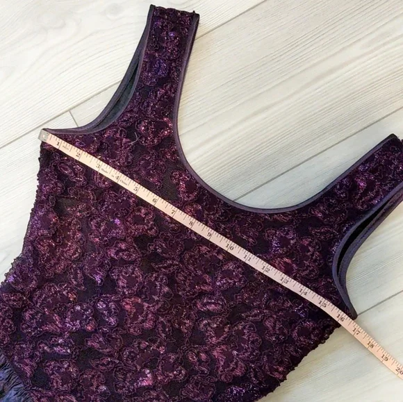 Vintage 90s Jessica McClintock Purple Lace Taffeta Gown Dress Prom Formal S M - Picture 12 of 14